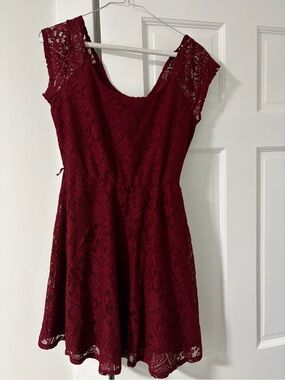 Charlotte Russe Burgundy Lace Skater Dress